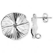 Stainless Steel - Rostfrei Stahl Schmuckzubehör Ohrringe / Ohrstecker Blume mit Öse Silver