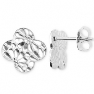 Stainless Steel - Rostfrei Stahl Schmuckzubehör Ohrringe / Ohrstecker Glücksklee mit Blume mit Öse Silver