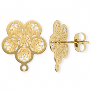 Stainless Steel - Rostfrei Stahl Schmuckzubehör Ohrringe / Ohrstecker Blume mit Öse Gold