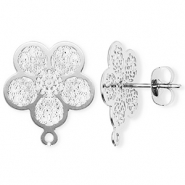 Stainless Steel - Rostfrei Stahl Schmuckzubehör Ohrringe / Ohrstecker Blume mit Öse Silver