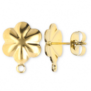 Stainless Steel - Rostfrei Stahl Schmuckzubehör Ohrringe / Ohrstecker Blume mit Öse Gold