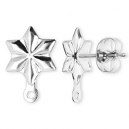 Stainless Steel - Rostfrei Stahl Schmuckzubehör Ohrringe / Ohrstecker Stern mit Öse Silver