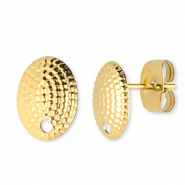 Stainless Steel - Rostfrei Stahl Schmuckzubehör Ohrringe / Ohrstecker Oval mit Öse Gold