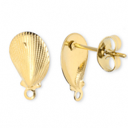 Stainless Steel - Rostfrei Stahl Schmuckzubehör Ohrringe / Ohrstecker Muschel mit Öse Gold