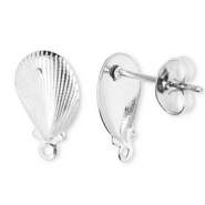 Stainless Steel - Rostfrei Stahl Schmuckzubehör Ohrringe / Ohrstecker Muschel mit Öse Silver
