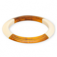 Resin-Armbänder Bangle Transparent amber brown-ivory white