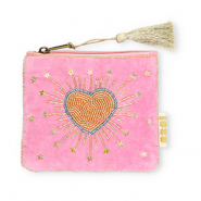 BY31® Etui Herz mit Sterne Pink-light blue-gold