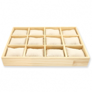 Schmuckdisplay 12-Fächer mit Kissen Natural-off white