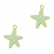 Stainless Steel - Rostfrei Stahl Anhänger Seestern Gold-mint green