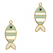Stainless Steel - Rostfrei Stahl Anhänger Fisch Gold-mint green