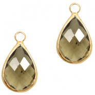 Anhänger Kristallglas Tropfenform 18x10mm Greige crystal-gold