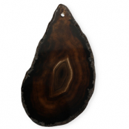 Naturstein Anhänger Achat Tropfenform Black-brown-light grey