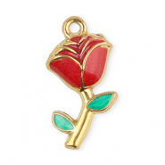 Stainless Steel - Rostfrei Stahl Anhänger Rose Gold-red-green