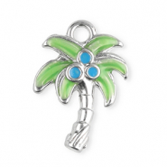 Stainless Steel - Rostfrei Stahl Anhänger Palme Silver-green-blue