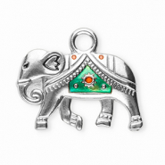 Stainless Steel - Rostfrei Stahl Anhänger Elefant Silver-turquoise green