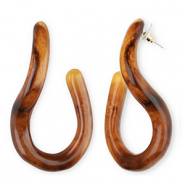 Trendy Resin Ohrringe / Ohrstecker Amber brown