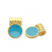 Metall Anhänger DQ® Rund Goud-petrol blue (nikkelvrij)