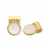 Metall Anhänger DQ® Rund Goud-pearl white (nikkelvrij)