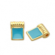 Metall Anhänger DQ® Viereck Goud-petrol blue (nikkelvrij)