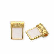 Metall Anhänger DQ® Viereck Goud-pearl white (nikkelvrij)