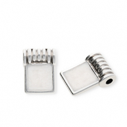 Metall Anhänger DQ® Viereck Antiek zilver-pearl white (nikkelvrij)