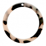 Resin Anh&auml;nger rund 35mm Creme-black