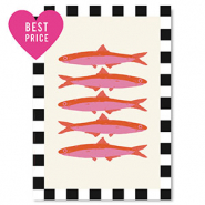 BY31&reg; Schmuck Karten Fisch Black-white-pink-red