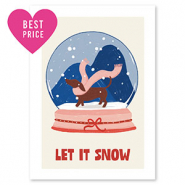 Schmuck Karten "Let it snow" Off white-red-blue
