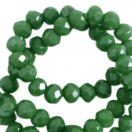 Top Glas Facett Perlen 4x3 mm rondellen Cadmium green-pearl shine coating