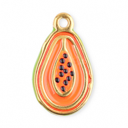 Stainless Steel - Rostfrei Stahl Anhänger Papaya Coral orange-green