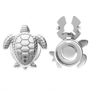 Knopfabdeckung aus Stainless Steel - Rostfreiem Stahl Schildkröte Silver