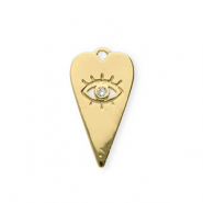 Brass TQ Metall Anhänger Herz Auge der Vorsehung Strass Gold
