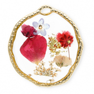 Anhänger mit getrockneter Blume Irregular Gold-multicolour