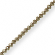 Top Glas Facett Perlen 4x3mm rondellen Olive green-pearl shine coating