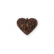 Statement-Anh&auml;nger Herz mit Leopard-Print Dark brown-black