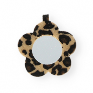 Statement-Anhänger Spiegel Blume mit Leopard-Print Beige-dark brown-black