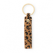 Schlüsselanhänger aus Leder mit Leopard-Print Tan brown-black-gold