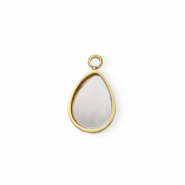 Stainless Steel - Rostfrei Stahl Anhänger Muschel Tropfenform Gold-white (Naturliche Farbe)