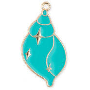 Metall Anhänger Muschel Gold-turquoise