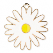 Metall Anhänger Gänseblümchen Gold-white-yellow