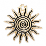 Metall Anhänger Sonne mit Spirale Gold-black