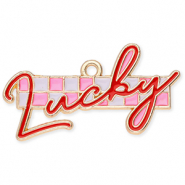 Metall Anh&auml;nger "Lucky" Gold-red-white-pink
