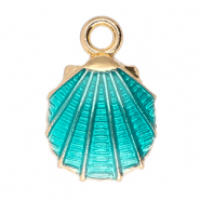 Metall Anhänger Muschel Gold-teal green
