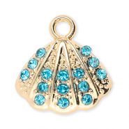Metall Anhänger Muschel mit Strass Gold-blue