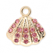 Metall Anhänger Muschel mit Strass Gold-pink
