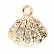 Metall Anhänger Muschel mit Strass Gold-transparent