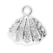 Metall Anhänger Muschel mit Strass Silver-transparent