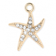 Metall Anhänger Seestern mit Strass Gold-transparent