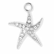 Metall Anhänger Seestern mit Strass Silver-transparent