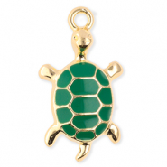 Metall Anhänger Schildkröte Gold-green